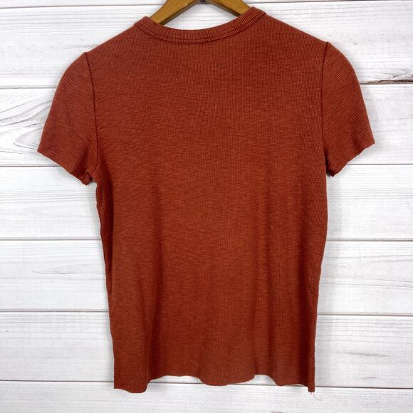 Aerie Real Soft Babydoll Tee Size XS Rust Orange - Picture 4 of 5